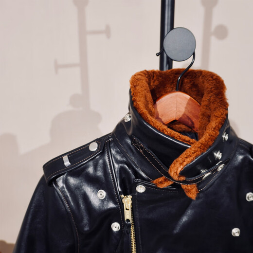 CHEVALPES international first-line brand graduation version replica of the original BUCO version fully vegetable-tanned dyed horsehide leather jacket J24 bias-laden black vegetable-tanned horsehide <fur collar belt detachable> S
