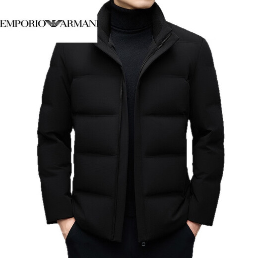 EMPORIO ARMANI Armani 2026, новый зимний стиль, мужская мода среднего возраста, повседневный свободный пуховик с воротником-стойкой, теплая куртка 108HBHY25956, черный M 170