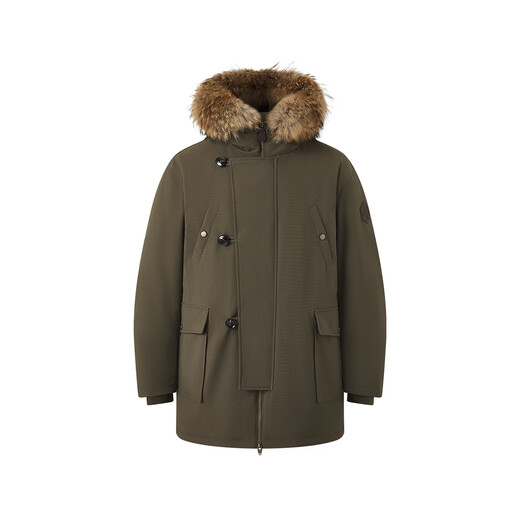 CHINISM可拆卸皮毛领羽绒服男冬季加厚中长款夹克春节礼物 墨绿色 M