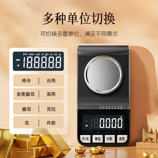 ZHIZUN Electronic Scale Gram Weighing 0.001g High-Precision Weighing Small Scale Weighing Gold Jewelry Scale 0.001g Kitchen Scale Portable Balance Weighing Pharmacy Micro Lipstick Dividing Medicinal Powder Thousand Weighing 100g/0.001g Rechargeable Black