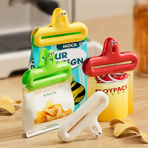 Pupan food sealing clip for fresh-keeping plastic bags, snack clip, milk powder bag sealing and moisture-proof artifact, bag sealing clip for kitchen and household use, 4 pieces, hot-selling combination, tight bite/no moisture return