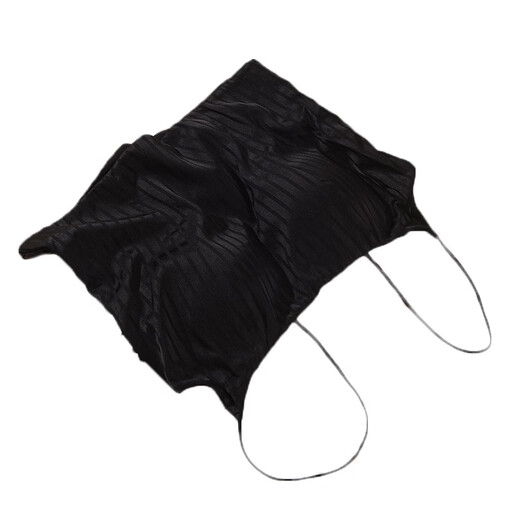 Underwear library 19 Mumi silk satin horizontal strip suspender belt chest pad mulberry silk beautiful back underwear bottom suspender black stripe M