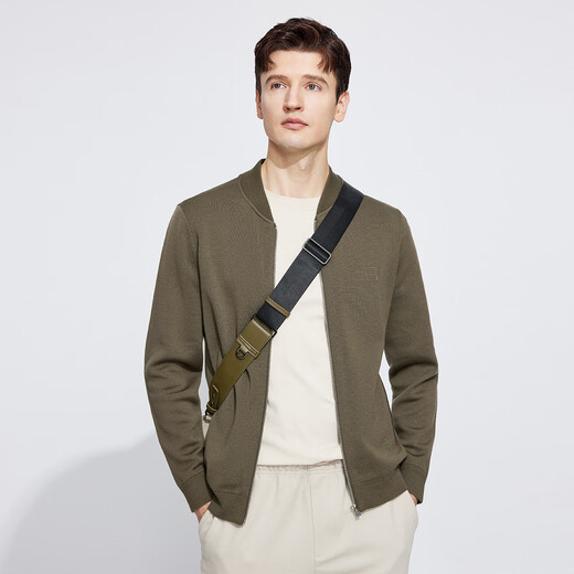 Langden Sheep Wool Blended Autumn and Winter Men's Wool Cardigan Jacket Thick Baseball Collar Knitted Top for Men