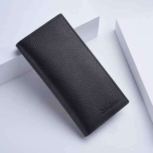 Fengshang Langes weiches Leder Brieftasche Herren dünner 2023 neuer Stil mit Wallet Youth Business Brieftasche modische Marke für Vater Männer Brieftasche lang [Schwarz]