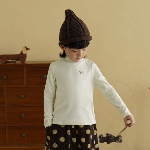 Yantaijia children's clothing boys' German velvet half turtleneck beige bottoming shirt children's long-sleeved T-shirt baby autumn and winter clothing beige 110 model size