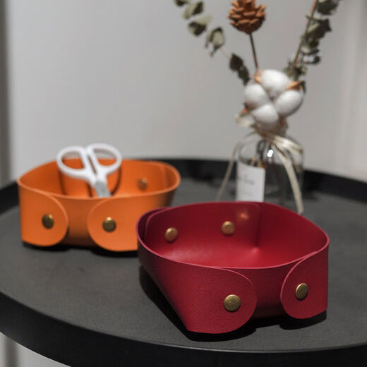 Yusenyi Storage Box Desktop Living Room Entrance Style Debris Key Remote Control Storage Tray Ornament Square Yellow Large