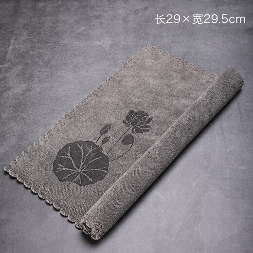 Xushansi cotton and linen tea towel thickened absorbent tea cloth tea table rag tea table special towel household Zen tea cloth pad lotus tea towel (grey) 18