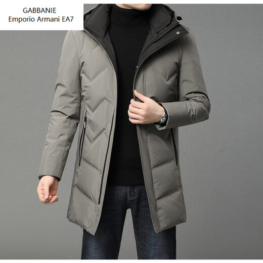 Emporio Armani EA7 Armani мужской пуховик средней длины, зима 2026, новая теплая мужская повседневная куртка на утином пуху, черный 2XL 185