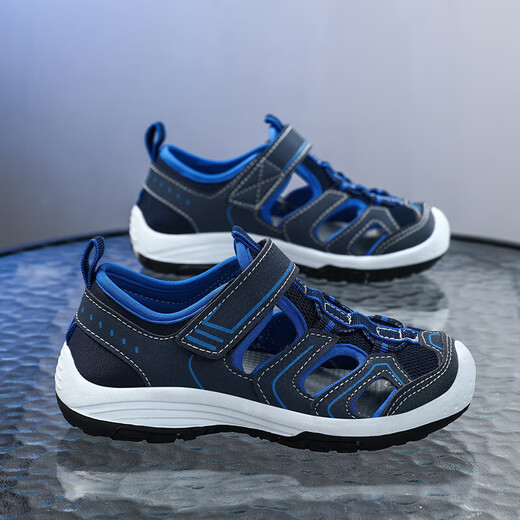 Baotou sandals 2025 summer new non-slip outdoor frame for boys wading sports beach sandals for older children fluorescent green 36