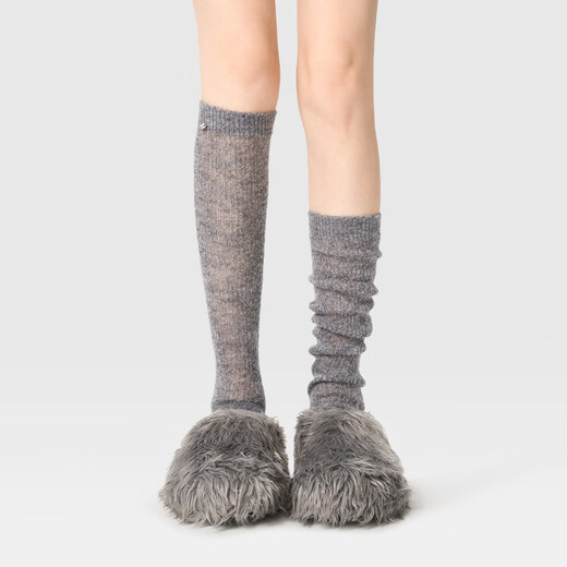 Pami PRIMEET/Pami gray calf socks autumn and winter new stockings warm pile socks miu stockings dark gray - pack 1 pair one size fits all (suitable for sizes 36-39)