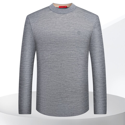 Bosssunwen machine washable spring recommended business casual soft skin-friendly exquisite high frequency men's wool sweater light gray L