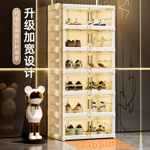 Fantasy shoe box door indoor folding shoe cabinet storage box transparent shoe rack ant shoe storage 2 columns 9 layers 18 compartments (can hold 36 pairs) material thickened / independent door panel
