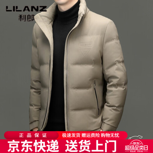 LILANZ зимний короткий пуховик с воротником-стойкой для мужчин молодого и среднего возраста, деловой модный утолщенный морозостойкий теплый хлебный пуховик темного цвета хаки L 175