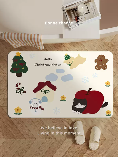 Yusenyisoft diatom mud water-absorbent and quick-drying bathroom door anti-fall and anti-slip floor mat G Dingdang Tangtang 40x60cm (thickened environmentally friendly diatom mud)