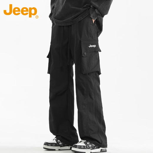 JEEP casual pants men's spring and autumn straight pants men's loose trendy overalls men's pants algae green XL