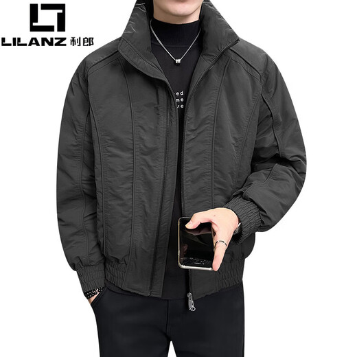 LILANZ winter down jacket men's trendy brand stand collar 2025 new slim solid color handsome versatile duck down jacket men's winter wear navy blue L