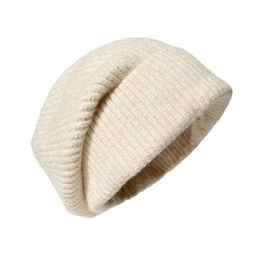 Bingyanji hat beret autumn and winter hat big head circumference showing face small pile hat winter all-match woolen beret women's warm DMZ287-black one hat three uses one size