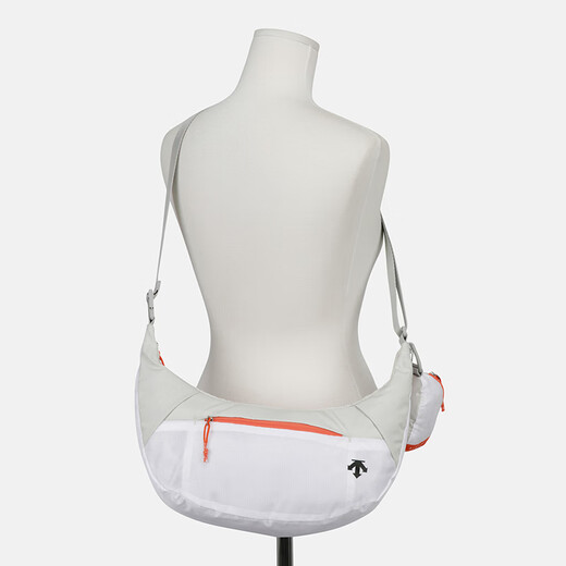 DESCENTE Men's and Women's Sports Bag Lightweight and Comfortable Training Travel Half-Moon Crossbody Bag White/WHITE