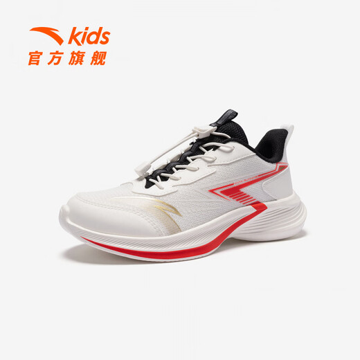 ANTA Children's Sports Shoes for Men and Women Stinger Running Shoes 26 Spring New Lightweight Breathable Student Cushioning Shoes Boys Ivory White/Fire Red/Metallic Gold-1 33 Shoe Inner Length 20.5cm