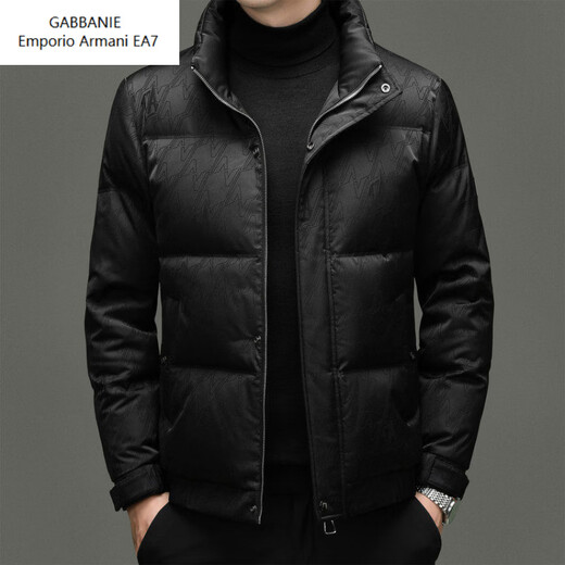 Emporio Armani EA7 Armani winter men's white duck down jacket high-end casual thickened warm short stand-up collar jacket men's fashion black M