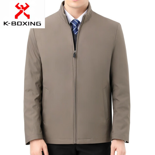 KBXNG Мужская пуховая куртка со съемной подкладкой и воротником-стойкой, зимняя новая деловая повседневная теплая одежда для среднего и пожилого возраста для папы 2299 Бордовый (съемная подкладка) M 170/48