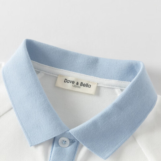 DAVE&BELLA boys' long-sleeved T-shirt 2026 spring new college style children's POLO shirt big children's bottoming shirt little boy's clothes white ready stock 110 cm (recommended height 100-110cm)