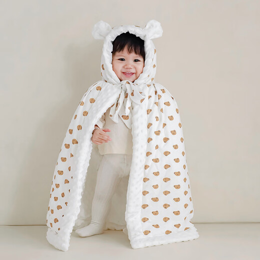 Baby cloak cloak autumn and winter outdoor windproof jacket for men and women baby thickened windshield quilt children's shawl winter Feilong Chengyun thickened quilted cloak (06 years old) length 95cm 42 F without zipper