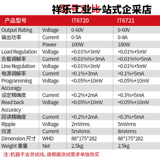 ITECH DC Power Laboratory Adjustable Stabilized Switching DC Power Supply Maintenance/IT6721 IT6721(60V_8A_180W)