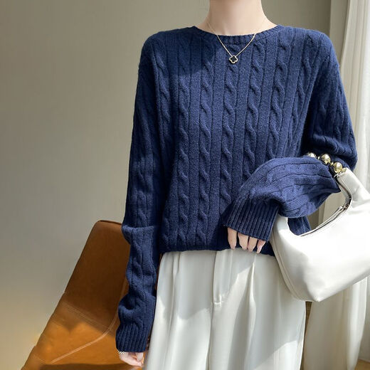 Playboy (PLAYBOY) Retro Twist Long Sleeve Bottoming Sweater Women's Soft Waxy Cable Round Neck Sweater Autumn and Winter Thickened Warm Temperament Top Official Flagship Warm Yellow JXYR0..S Recommended 90-100Jin Jin is equal to 0.5kg