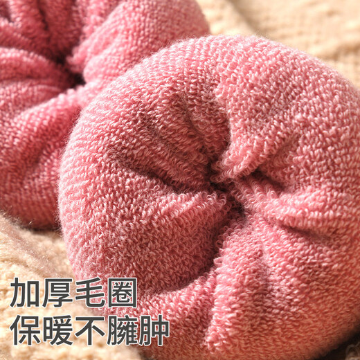 Shijanu's new thick socks for women in winter, plus velvet, mid-length anti-odor long terry socks, 2 peach pink + 2 milky white, one size fits all (35-40)