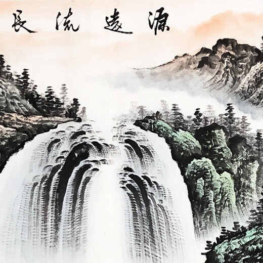 Jinliang Jade Pavilion Sino-American Association Zhang Linguang has a long history Authentic hand-painted celebrity calligraphy and painting Ink painting landscape painting Fengshui painting Zhang Linguang has a long history 175*68 CM