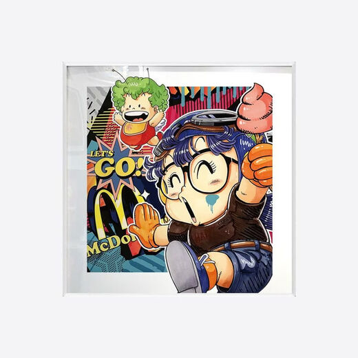 Fantasy Ala Lei trendy prints modern minimalist bedroom bedside decoration paintings cartoon animation cute children's room hanging paintings classic black frame 40x40 03 PS environmentally friendly frame