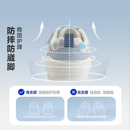 Minibala (minibala) 50% off children's shoes, children's toddler shoes, spring new baby breathable soft-soled front shoes for boys and girls, cushioning mesh, white blue, size 18, suitable for feet 11.2-12.0cm long