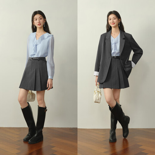 S EIFINI Lyocell Fresh Ruffled Shirt 2026 Spring New Atmospheric Temperament Commuting Long-Sleeved Top Sea Ice Blue S