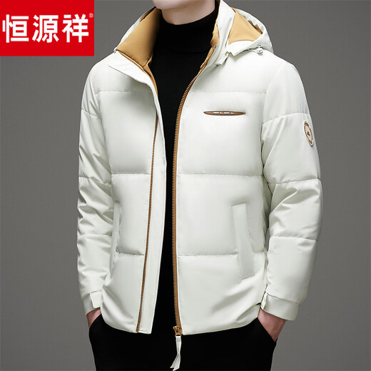 Hengyuanxiang зимний пуховик мужской с капюшоном утолщенный теплый утиный пуховик повседневная мужская короткая морозостойкая одежда молодого и среднего возраста модный имбирь M 170