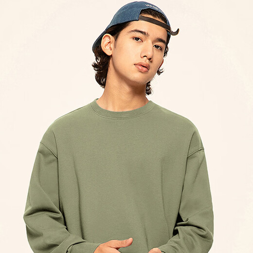 Pull-back heavy-weight lamb velvet sweatshirt for male students Japanese kitten ins versatile boys winter plus velvet thickened round neck inner wear Navy blue (dorky cat chest logo) S/165 (Warrior trendy brand quality assurance)