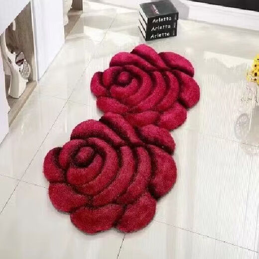 Fantasy simple modern 3D three-dimensional rose floor mat wedding room living room carpet ins style no-wash rose red 70x140 cm