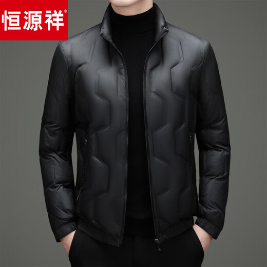 恒源祥轻薄高端男装羽绒服男短款2026冬季新款加厚保暖防寒冬装羽绒外套 蓝色 S 165