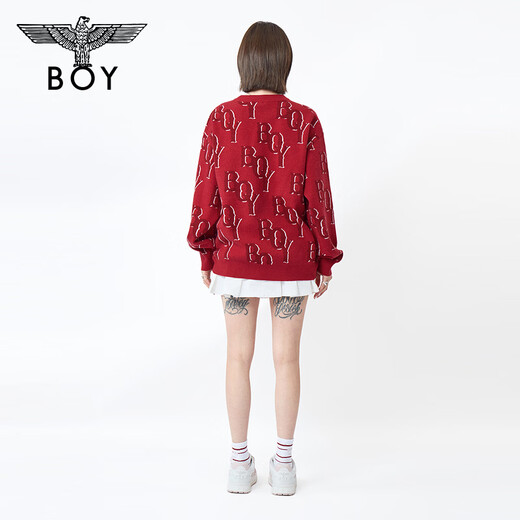 BOY LONDON New Year Pomegranate Red Contrast Letters Pullover 2026 Spring New Sweater N60000 Red L