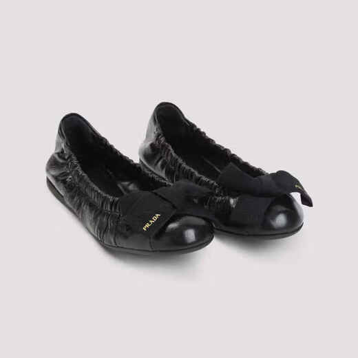PRADA SS26 Light Luxury Women's Black Leather Ballet Flats BLACK 20 | 37 IT