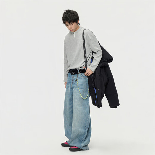 GROUND ZERO shopping mall same style high filling capacity 90 white duck down couple style hooded down jacket black L