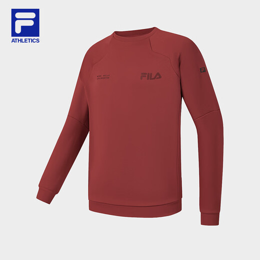 FILA Official Men's Pullover Sweatshirt 2026 Spring New Fitness Sports Comfortable Knitted Long-Sleeved Top Dark Blush-WI L 175/96A/L