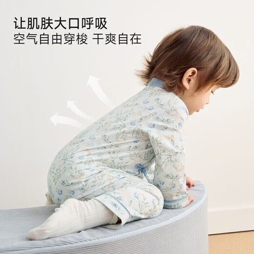 Nido Bear's new baby clothes, spring baby boy jumpsuit, pure cotton crawl suit for outdoor wear, new Chinese style, Blueberry and Sparrow 66cm