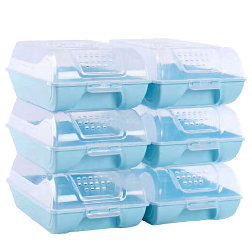 He Jiagong transparent shoe box drawer-type wardrobe shoe storage box car plastic shoe box shoe cabinet simple shoe rack blue bottom transparent shoe box 12 pieces 37x22.5x13cm