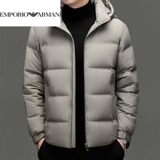 EMPORIO ARMANI Armani съемный пуховик с капюшоном, мужской повседневный теплый топ, зимний новый национальный стандарт 90, модный белый утиный пух, цвет хаки 2XL 185