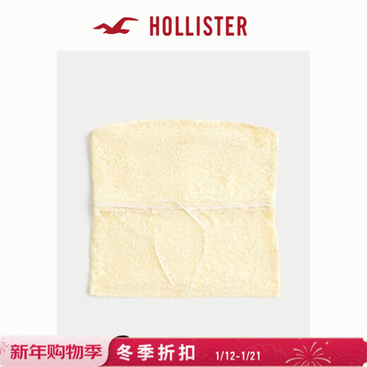 HOLLISTER25 summer Y2K sweet off-shoulder lace slim fit inner tube top women's clothing 339-5127 yellow L (165/100A)