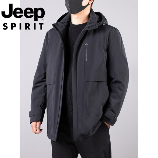 JEEP SPIRIT Jeep international brand middle-aged men's winter large size mid-length down jacket plus fat plus size daddy outfit removable black #816 3XL recommended 170-180Jin Jin equals 0.5kg Select