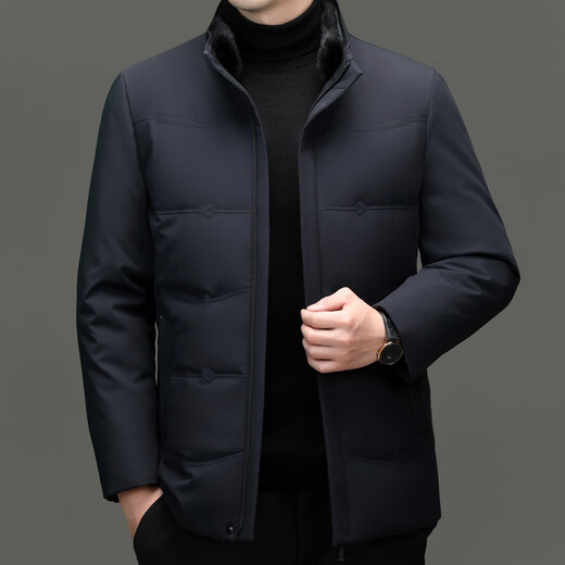 MAGIOPY轻奢侈高档品牌水貂毛领男士羽绒服冬季新款中年商务休闲白鸭绒保 黑色 2XL 185