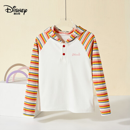 Disney children's T-shirt long-sleeved baby bottoming shirt children's 2026 spring new children's clothing hooded striped all-match top