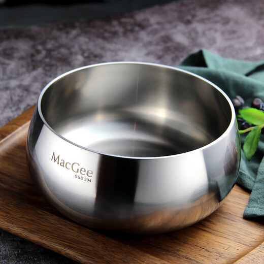 Qiao Bo Lai cold noodle bowl stainless steel instant noodle bowl MG04 three-layer composite stainless steel large bowl Fahai bowl steel bowl instant noodles 14CM bowl